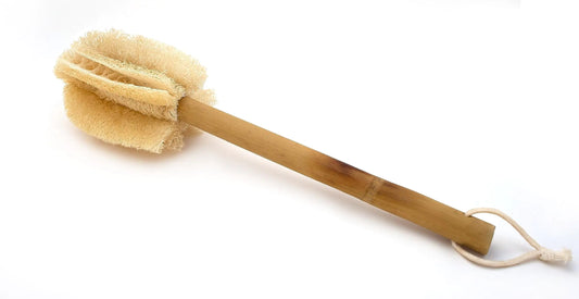 Natural Loofah Bottle Brush with Bamboo Handle - Reusable and Sustainable Kitchen Cleaning Brush for Drinking Glasses Water Bottles and More