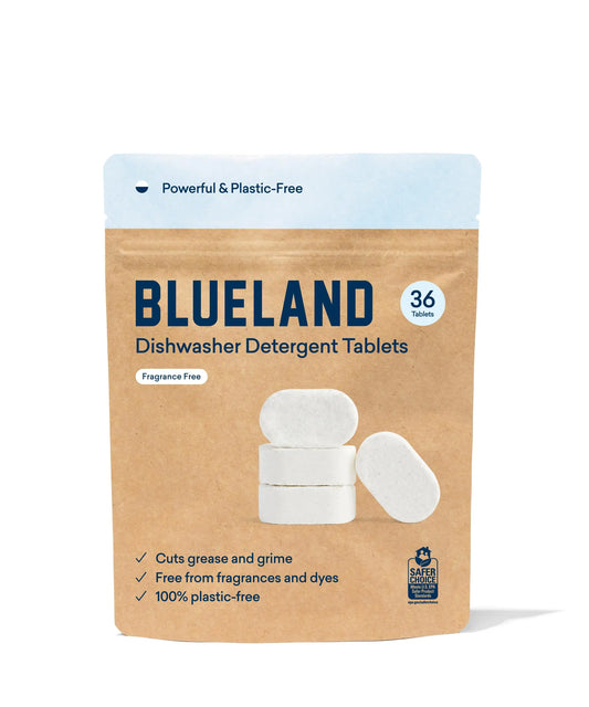 BLUELAND Dishwasher Detergent Tablet Refill 36 Count - Plastic-Free & Eco Friendly Alternative to Liquid Pods or Sheets - Natural Sustainable - 36 Washes…